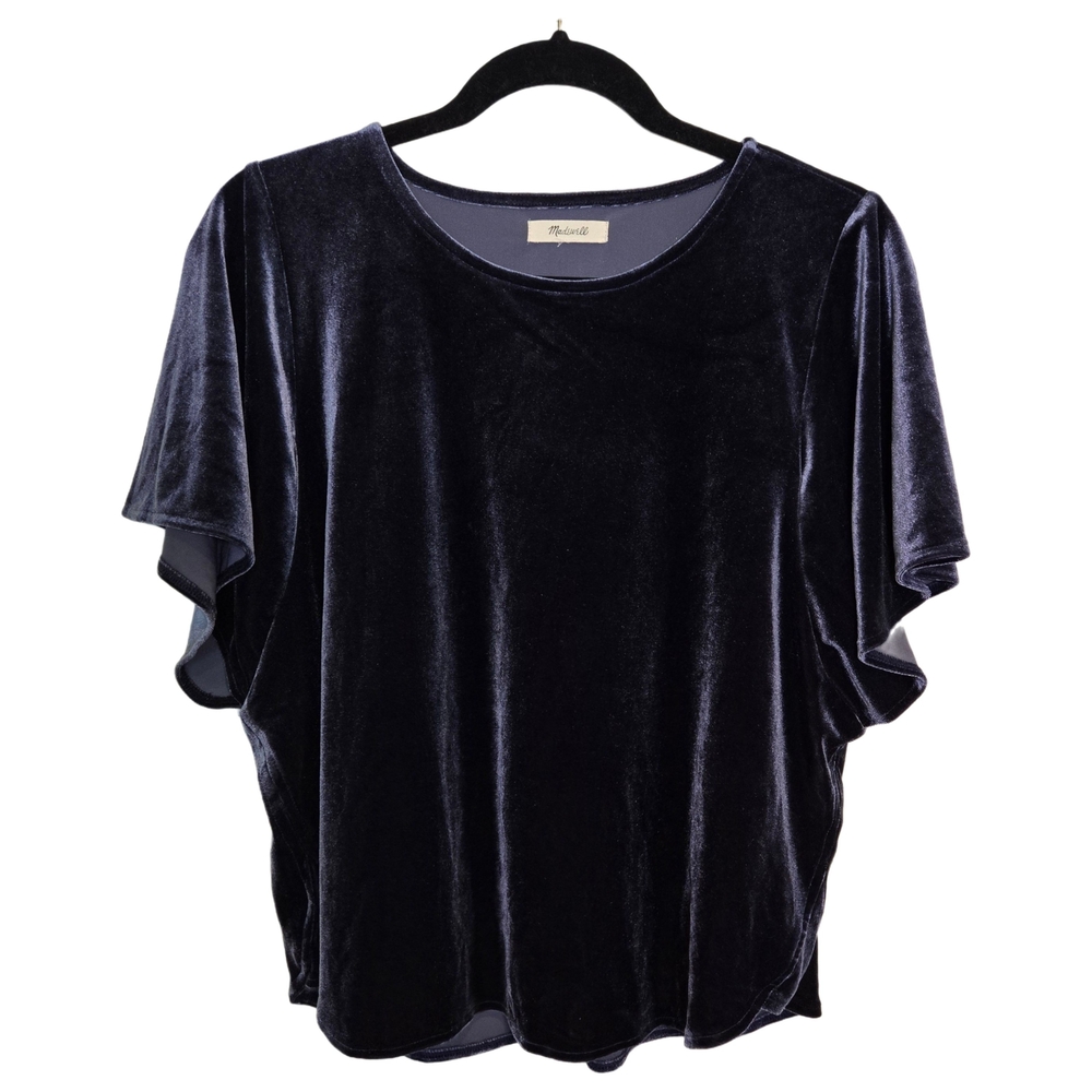 Madewell Velvet Navy Butterfly Top